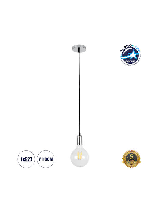 GloboStar Lumi Pendant Light Silver with Socket E27 4x4x110cm