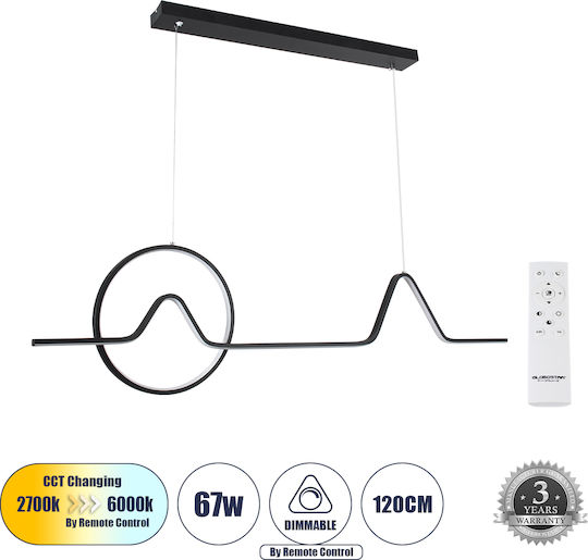 GloboStar Windy Deckenleuchte Schwarz LED mit Verstellbarem Weiß Licht Schiene 120x30x30cm