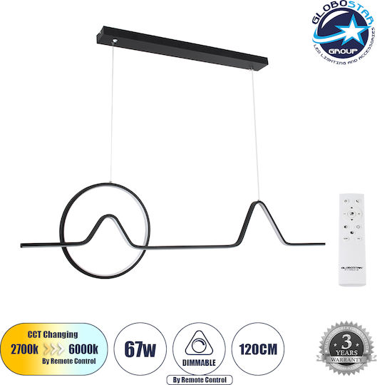 GloboStar Windy Deckenleuchte Schwarz LED mit Verstellbarem Weiß Licht Schiene 120x30x30cm