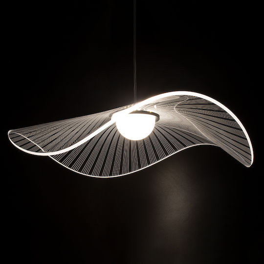 GloboStar Acrylica Висящо Таванно Осветително Тяло Черно LED с Регулируемо Бяло Светлина 66x66x15см
