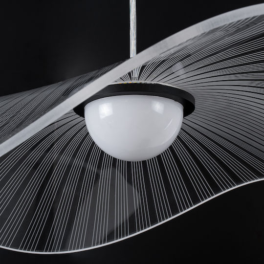 GloboStar Acrylica Висящо Таванно Осветително Тяло Черно LED с Регулируемо Бяло Светлина 66x66x15см