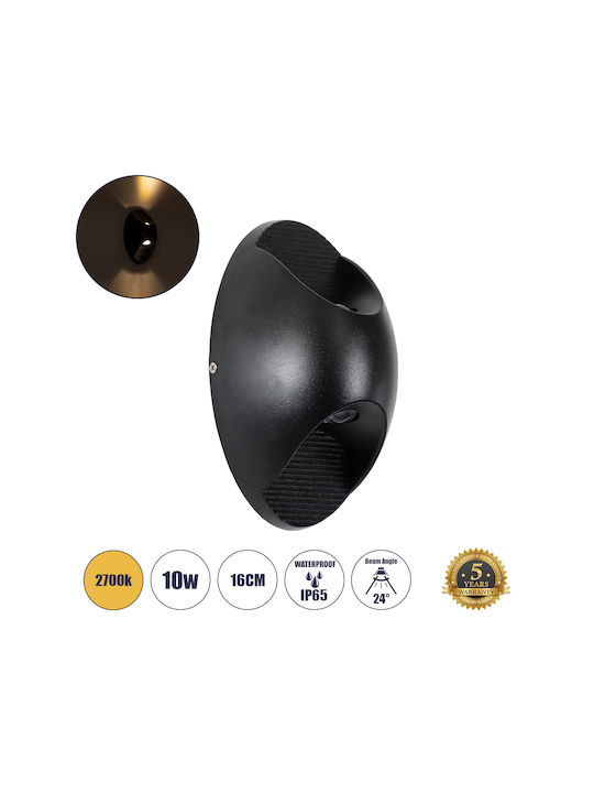GloboStar Jeremy Wandmontierte Außenbeleuchtung Deckenleuchte IP65 10W mit Warmweißem Licht Doppelstrahl 16x10x7cm
