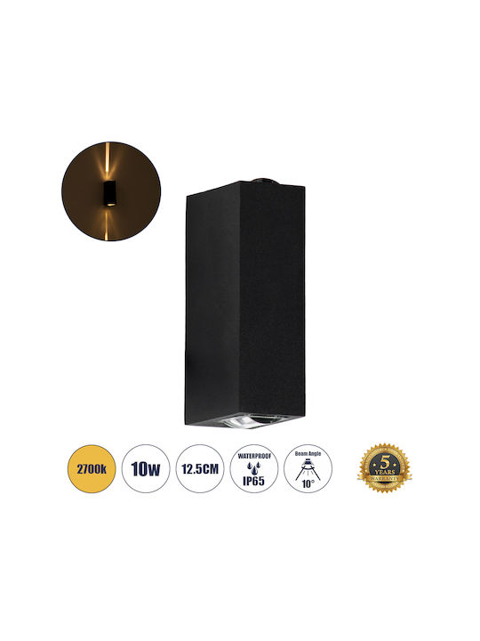 GloboStar Linor Επιτοίχιο Εξωτερικό Σποτ LED IP65 10W με Θερμό Λευκό Φως Διπλής Δέσμης 12.5x6x4εκ.