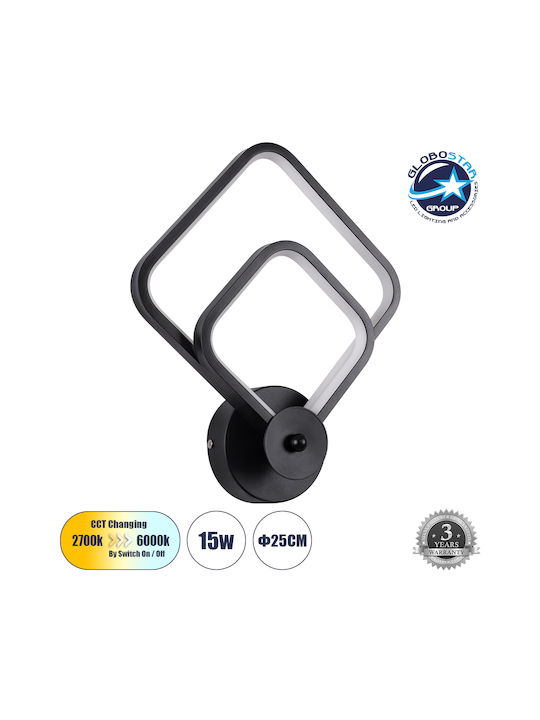 GloboStar Anna Modern Lamp Wall with Integrated LED and Adjustable White Light Black 25x30cm