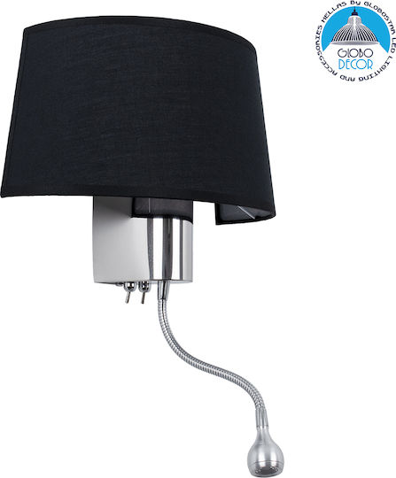 GloboStar Elegant Modern Wall Lamp with E27 Lamp Bulb Base and Switch Black 26.5x43x43cm