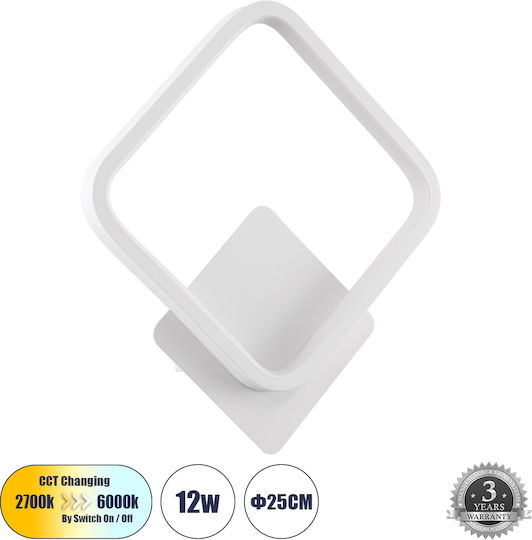 GloboStar Lena Modern Lumină de Perete cu LED Integrat și Lumină Alb Reglabil 25x29.5cm