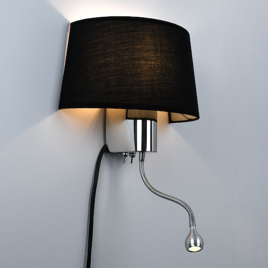 GloboStar Elegant Modern Wall Lamp with E27 Lamp Bulb Base and Switch Black 26.5x43x43cm