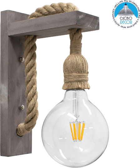 GloboStar Kensi Vintage Wall Lamp with E27 Socket Grey 7x30x30cm