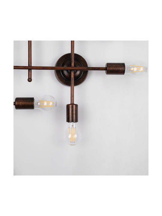 GloboStar Piping Industrial Lampă De Perete Cu Bază De Bec E27 Cupru 78.5x64x64cm