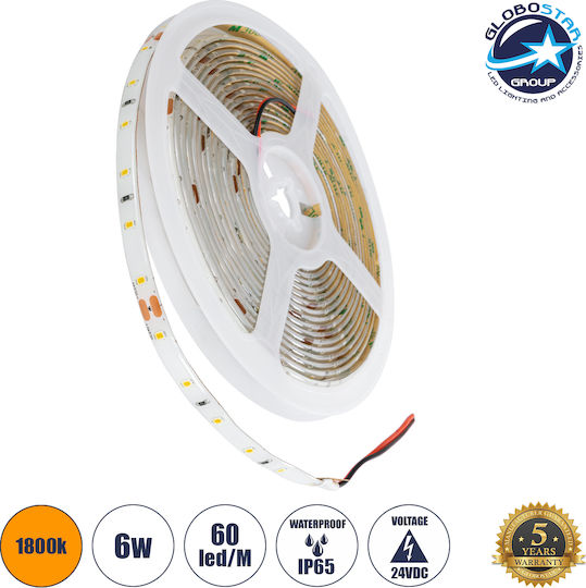 GloboStar Αδιάβροχη Ταινία LED 24V Θερμό Λευκό Φως 1m Τύπου SMD2835