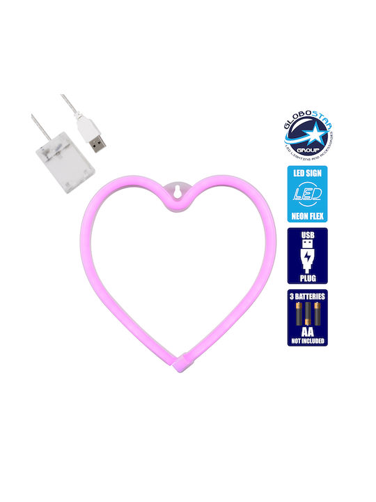 GloboStar Neon Διακοσμητικό Φωτιστικό LED Καρδιά 20x20εκ.