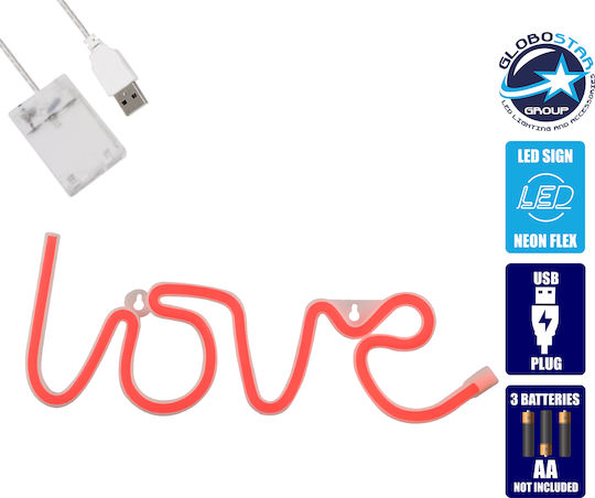 GloboStar Neon Decorative Lighting LED Love 34x12.3cm