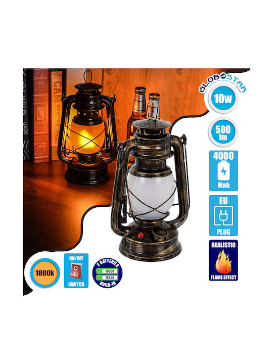 GloboStar Flame Effect Decorative Lamp Lattern Bronze