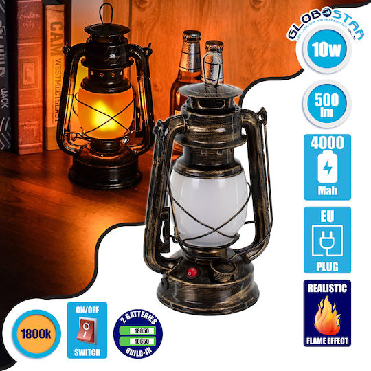 GloboStar Flame Effect Dekorative Lampe Laterna Bronze