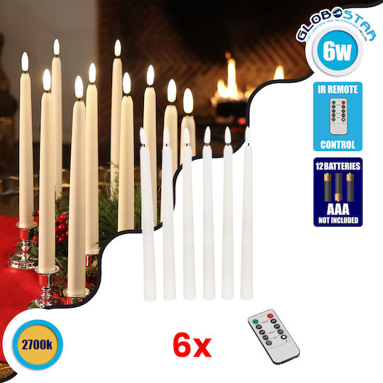GloboStar Dekorative Lampe Wachs-Politur Weiß 6Stück