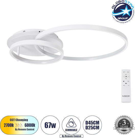 GloboStar Nemesis Plafonieră de Tavan 25buc Albă cu LED Integrat și Telecomandă