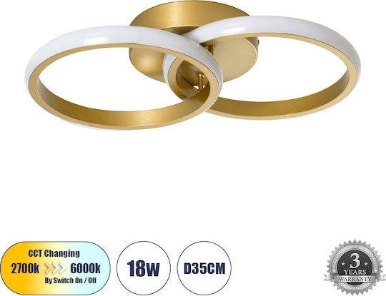 GloboStar Cora Таванно осветление 20.5бр Златист с Вграден LED