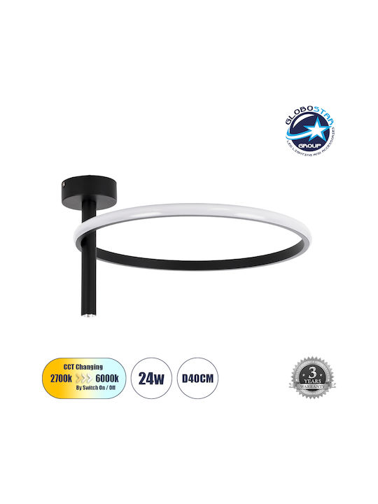 GloboStar Verona Ceiling Mount Light 40cm Black with Integrated LED
