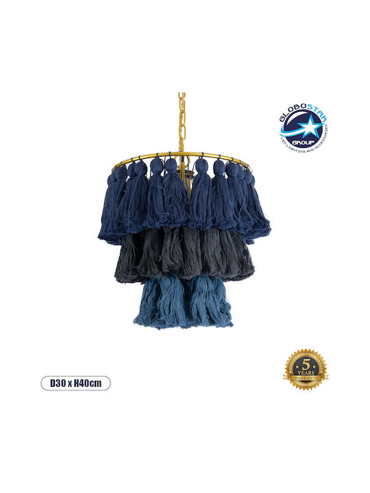 GloboStar Missoula Deckenleuchte Blau Boho Raster mit Lampenbirnensockel E27 30x40x40cm