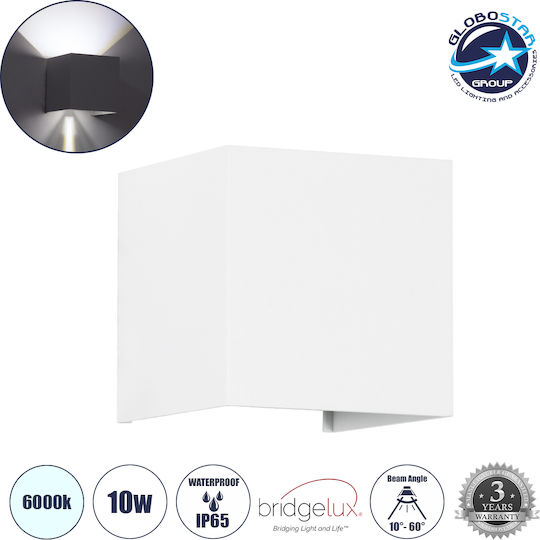 GloboStar Axis-s Wall-Mounted Outdoor Ceiling Lamp LED IP65 10W with Cool White Light Double Beam 10x10x10cm