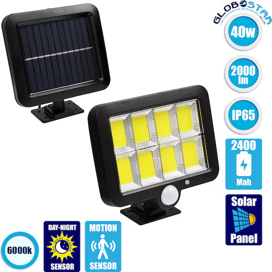 GloboStar Waterproof Solar LED Flood Light 40W Cold White 6000K with Motion Sensor and Photocell IP65