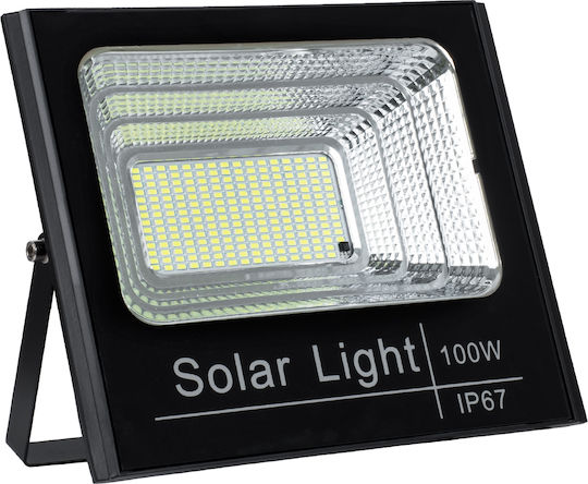 GloboStar Waterproof Solar LED Flood Light 100W Cold White 6000K with Photocell and Remote Control IP66