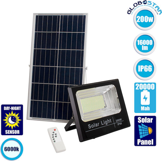 GloboStar Waterproof Solar LED Flood Light 200W Cold White 6000K with Photocell and Remote Control IP66