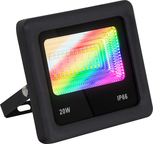 GloboStar Αδιάβροχος LED Προβολέας 20W Топло бяло 3000К WiFi IP66