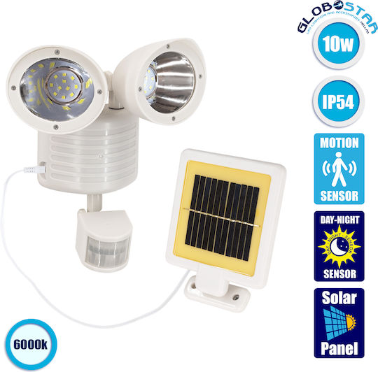 GloboStar Waterproof Solar LED Flood Light 10W Cold White 6000K with Motion Sensor and Photocell IP54