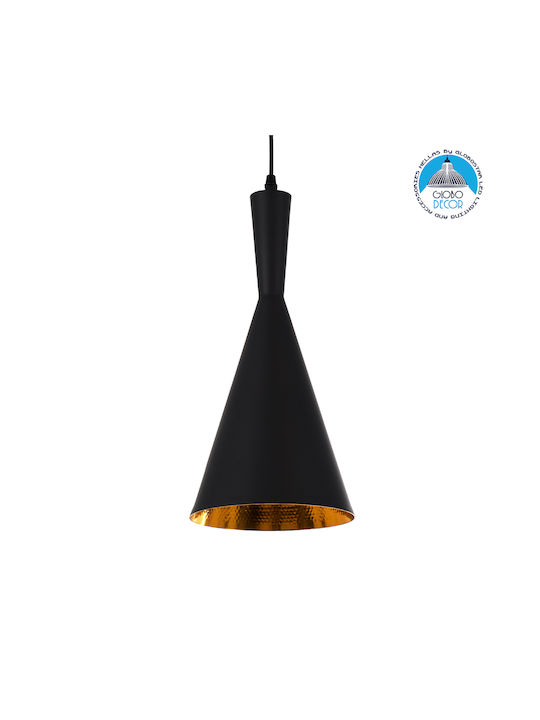 GloboStar Shanghai Ceiling Light Black Bell with E27 Socket 19x38x38cm