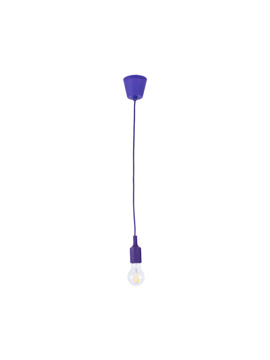 GloboStar Cablito Κρεμαστό Φωτιστικό Μωβ με Ντουί E27 4x110εκ.