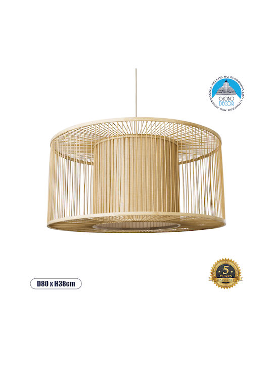GloboStar Hibiscus Hanging Ceiling Light Beige Boho Grid with E27 Socket 80x38x38cm