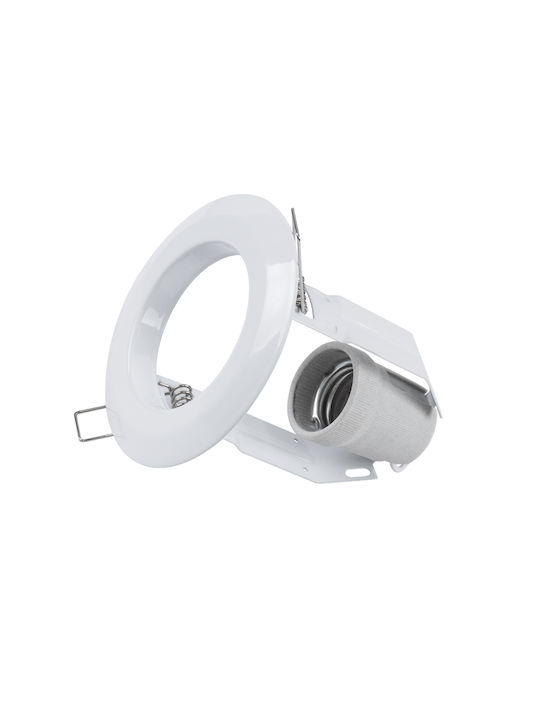 GloboStar Acida Rund Metallisch Einbau Spot mit Fassung E27 Weiß 11x11cm. 1Stück