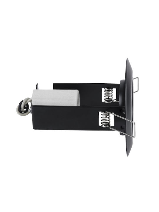 GloboStar Aliba Rund Metallisch Einbau Spot mit Fassung E14 Schwarz 9.2x9.2cm. 1Stück