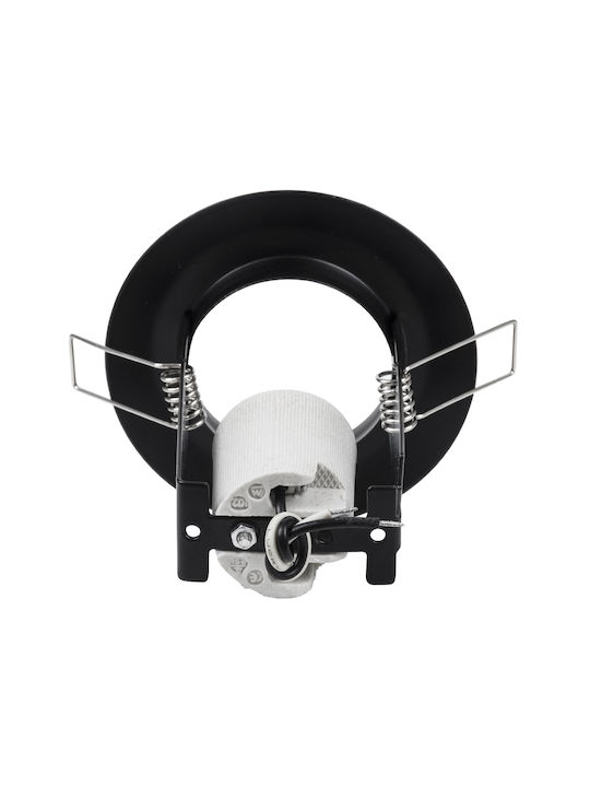 GloboStar Aliba Rund Metallisch Einbau Spot mit Fassung E14 Schwarz 9.2x9.2cm. 1Stück