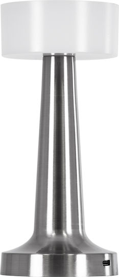 GloboStar Nanna Kunststoff Tischlampe LED mit Weiß Schirm und Silber Basis
