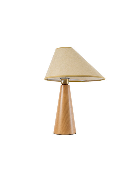 GloboStar Kauai Wood Table Lamp for Socket E27 with Beige Shade and Base