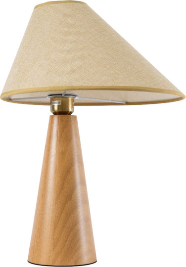 GloboStar Kauai Wood Table Lamp for Socket E27 with Beige Shade and Base