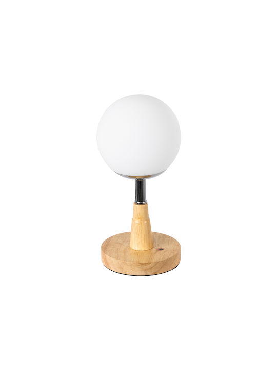 GloboStar Cove Lemn Vintage Lampă de masă pentru Soclu E27 cu Bază Bej