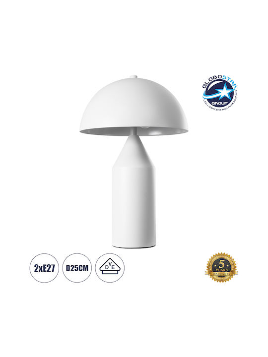 GloboStar Metal Table Lamp for Socket E27 with White Shade and Base
