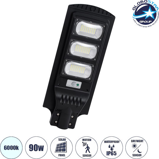 GloboStar Solar Road Light 12W 900lm Cold White 6000K with Motion Sensor and Photocell IP65 24x63x6cm