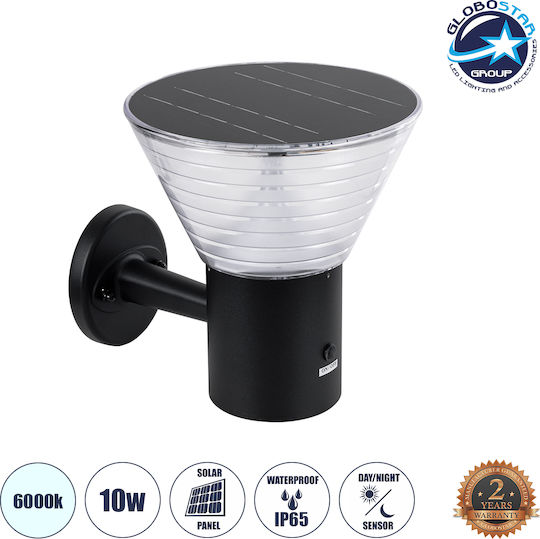 GloboStar Veggie Επιτοίχιο Ηλιακό Φωτιστικό 10W 330lm Ψυχρό Λευκό 6000K με Φωτοκύτταρο IP65 23x30x25εκ.