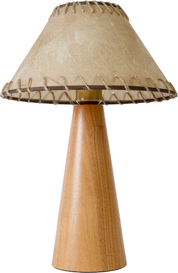 GloboStar Wood Table Lamp for Socket E27 with Beige Shade and Base
