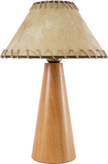 GloboStar Wood Table Lamp for Socket E27 with Beige Shade and Base