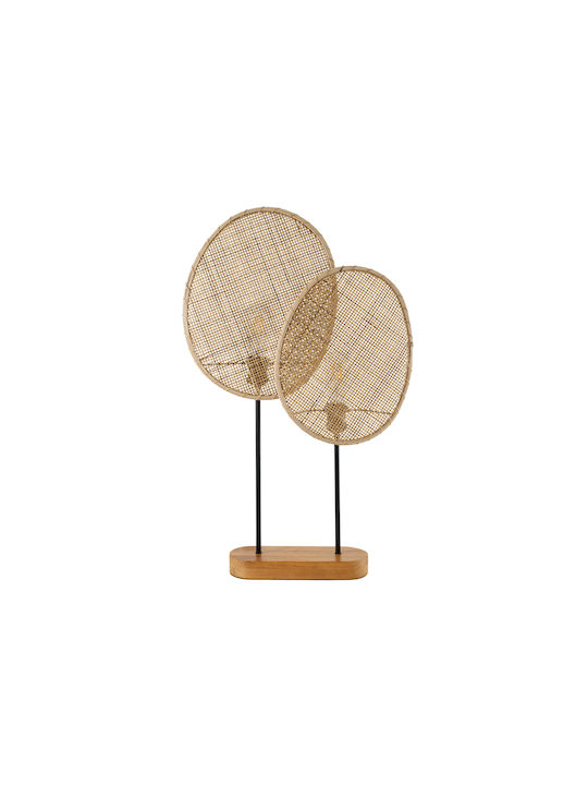 GloboStar Azul Holz Tischlampe für Fassung E27 mit Beige Schirm und Basis