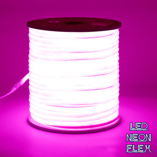 GloboStar Αδιάβροχη Ταινία LED 220V Ροζ Φως 1m Neon Flex