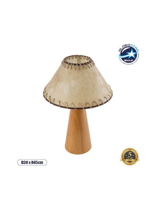 GloboStar Wood Table Lamp for Socket E27 with Beige Shade and Base