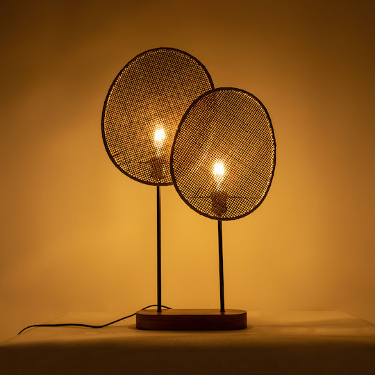 GloboStar Azul Wood Table Lamp for Socket E27 with Beige Shade and Base