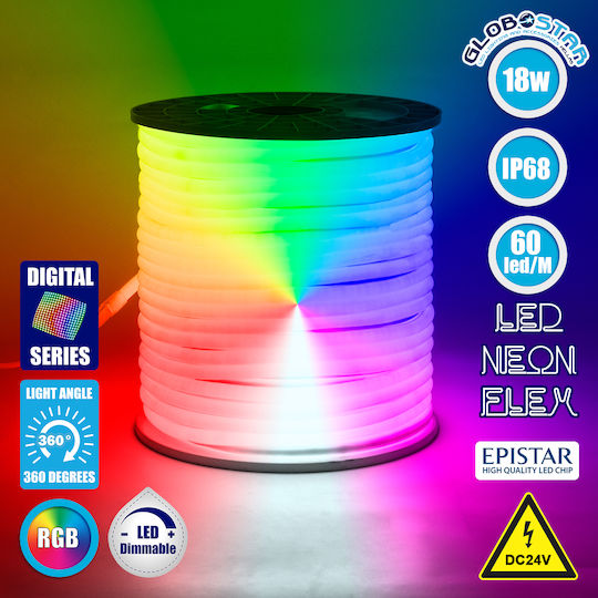 GloboStar Rezistent la apă Bandă LED 24V RGB Lumină 1m Neon Flex
