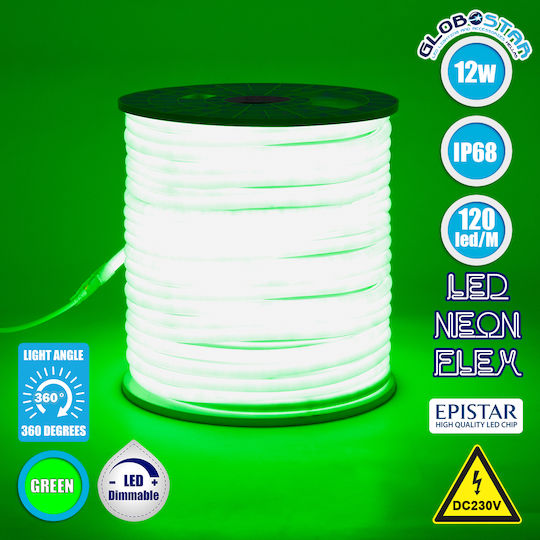 GloboStar Rezistent la apă Bandă LED 220V Verde Lumină 1m Neon Flex